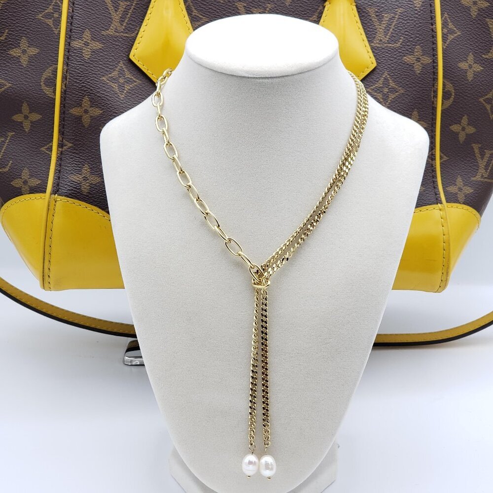 18k Gold Plated Stainless Steel Temperament Long Collarbone Chain Necklace
